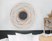 Large Geometric Rattan Mirror Wall Hanging