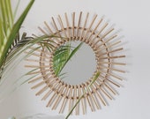 Large Sunburst Rattan Mirror Wall Hanging