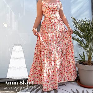 Anna Maxi Skirt Sewing Pattern - Sizes 34-56 - German & English Instructions - Vintage Bambi Boho Skirt Sewing Pattern - PDF Digital Download A4 + A0