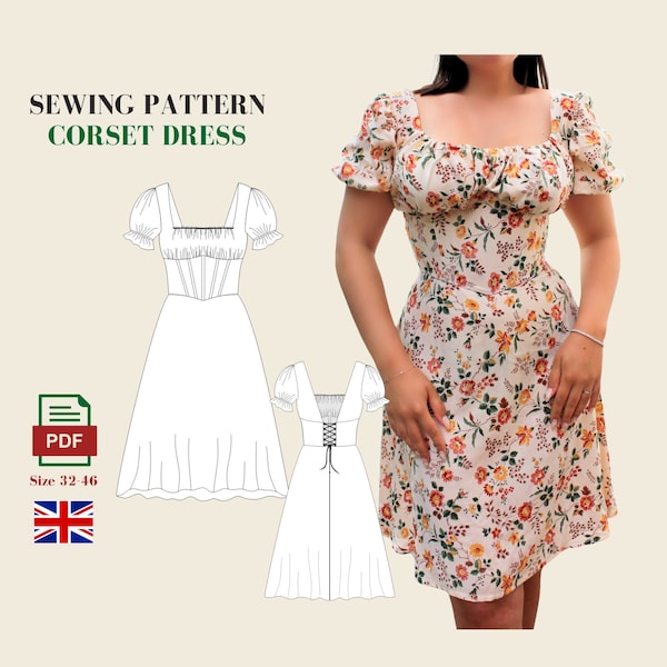 Corset Dress / Milkmaid Dress sewing pattern -English