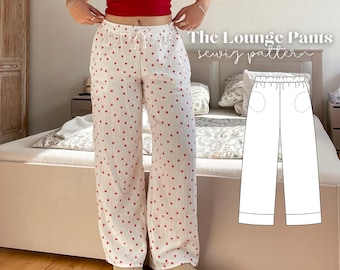 Fabric trousers lounge pants sewing pattern sizes 34-56 German & English instructions Scandi euro summer sew yourself PDF digital file A4 + A0