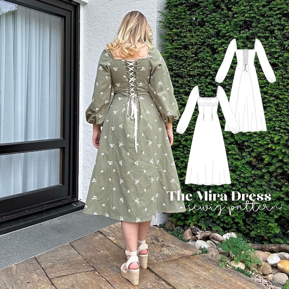 Mira Dress Sewing Pattern Sizes 34-56 - Milkmaid Summer/autumn