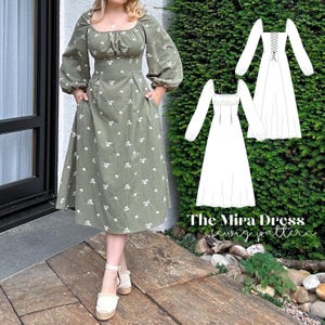 Mira Dress Sewing Pattern Sizes 34-56 - Milkmaid Summer/Autumn Dress - Long Sleeves / Short Sleeves - Versatile Pattern German & English A4 A0