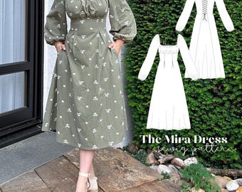 Mira Dress Sewing Pattern Sizes 34-56 - Milkmaid Summer/Autumn Dress - Long Sleeves / Short Sleeves - Versatile Pattern German & English A4 A0