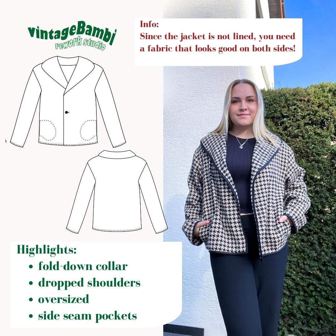 Sarah Jacket Blazer Sewing Pattern - Size 34-56 - German & English