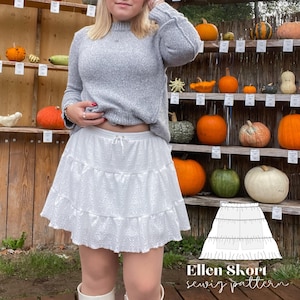 キュロットスカート エレン ソーイングパターン サイズ34-56 ドイツ語と英語の説明書 テニススカートを自分で縫う PDFデジタルファイル A4 + A0