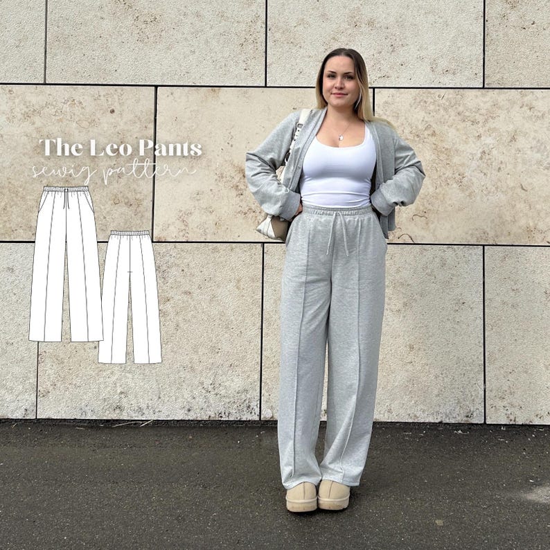 Fabric trousers Leo Pants sewing pattern sizes 34-56 German & English instructions Sweatpants Joggers pleat sewing PDF Digital file A4 + A0 image 7