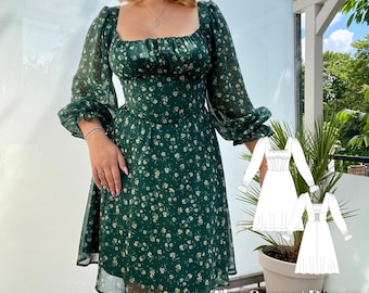 Corset dress sewing pattern sizes 34-56 - Milkmaid summer/autumn dress - long sleeves/short sleeves - versatile pattern German & English A4 A0