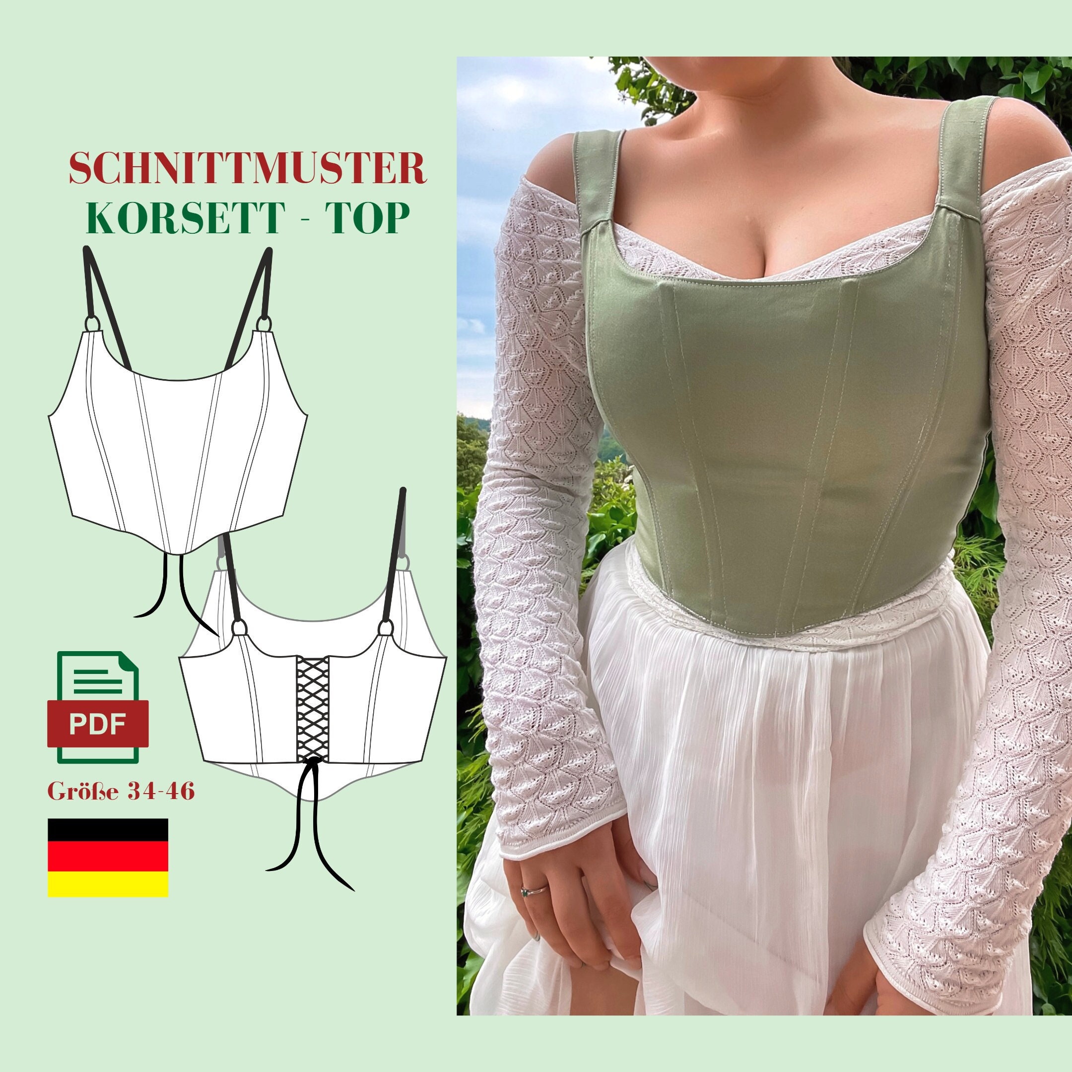 Corset Sewing Pattern German Sewing Yourself DIY Tailored Corset  Instructions Vintage Modern Corset Beginner-friendly Printable 