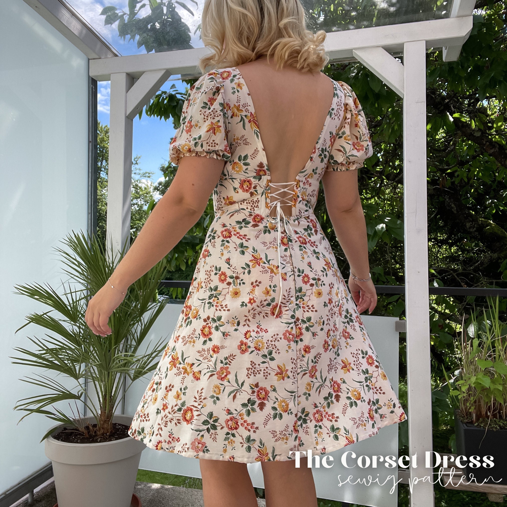 milkmaid corset dress pattern Marilyn Dress | Milkmaid Cottagecore Dress Pattern | Corset Front Dress |  Cotton Summer Dress | Midi Tie Front Dress | INSTANT DOWNLOAD