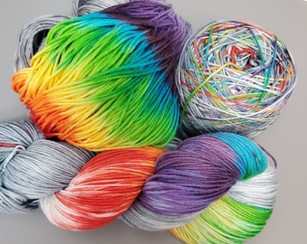 Cloudy with a Chance of Rainbows  | Rainbows Shorties | Wool & Nylon | Hand-dyed | RAINBOW colors