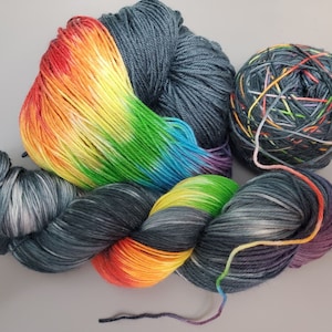 Dark Side of the Moon -| Rainbows Shorties | Wool & Nylon | Hand-dyed | RAINBOW colors