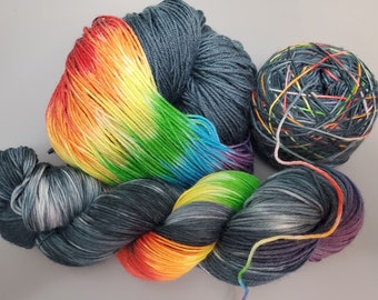 Dark Side of the Moon -| Rainbows Shorties | Wool & Nylon | Hand-dyed | RAINBOW colors