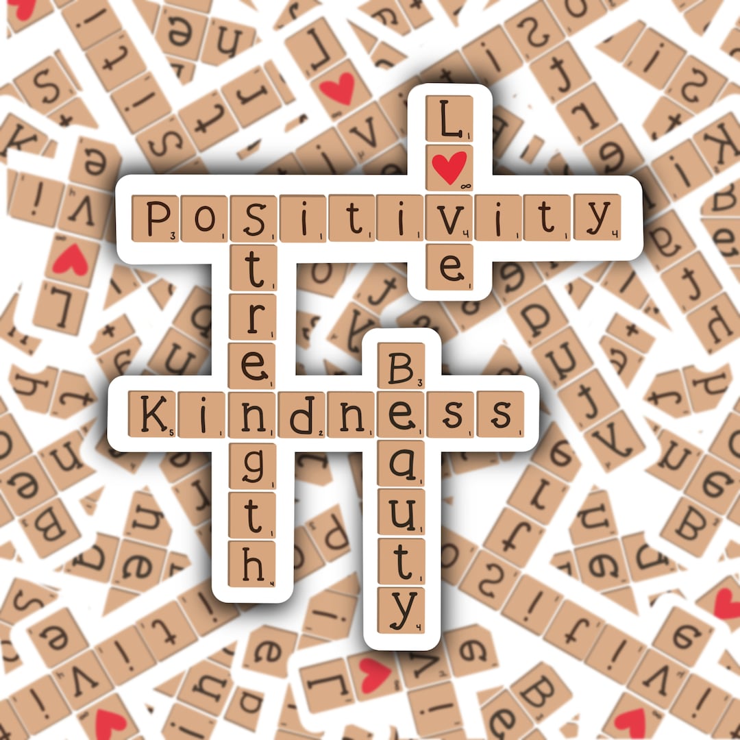 Positive Crossword Waterproof Glossy Single Sticker Etsy