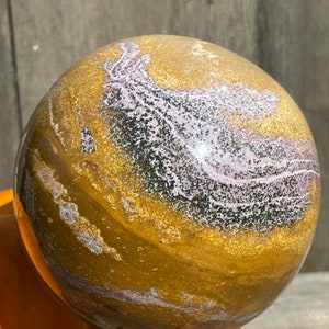 LILAC & CUSTARD Ocean Jasper Sphere, Large Ocean Jasper Sphere, Madagascar Ocean Jasper, One of a Kind, 77mm wide