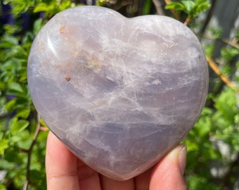 スモーキー「ブルーローズ」クォーツハート、ジラソルクォーツ、ブルー
