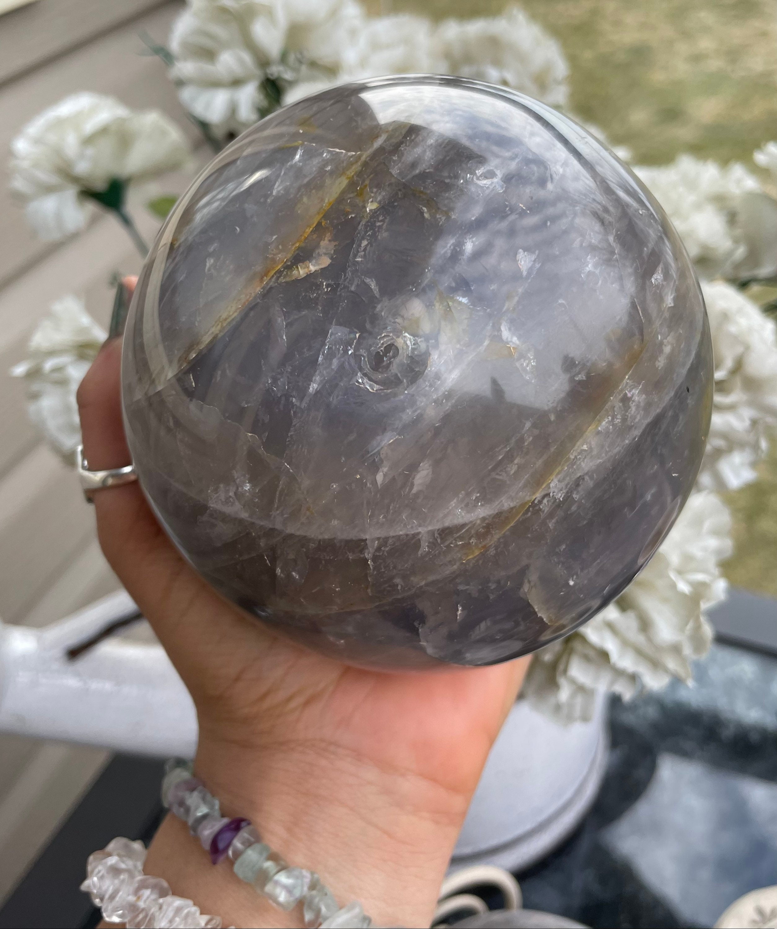 希少な 100 MM ブルー ジロサオル スフィア、ブルー ローズ クォーツ