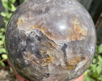 スモーキー「ブルーローズ」クォーツハート、ジラソルクォーツ、ブルー