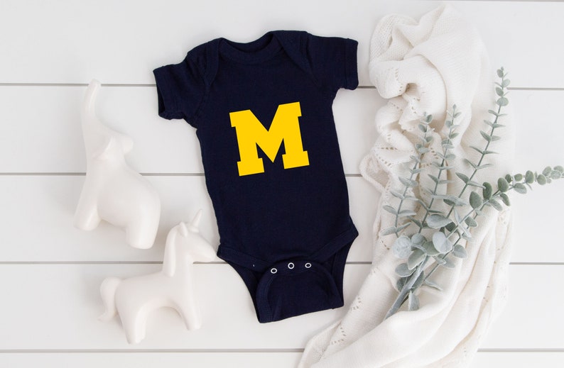 University of Michigan Baby Onesie U of M Baby Onesie Go Etsy