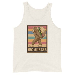 Bigfoot Carrying a big ol&#39; Hamburger retro design gift for men women or kids Unisex Tank Top