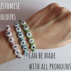 Pronoun bracelets, LGBTQ+ pride, Transgender, Non Binary, Agender, Gender Neutral, Genderfluid, neopronoun bracelet, LGBTQ+ gifts christmas