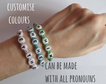 Pronoun bracelets, LGBTQ+ pride, Transgender, Non Binary, Agender, Gender Neutral, Genderfluid, neopronoun bracelet, LGBTQ+ gifts christmas