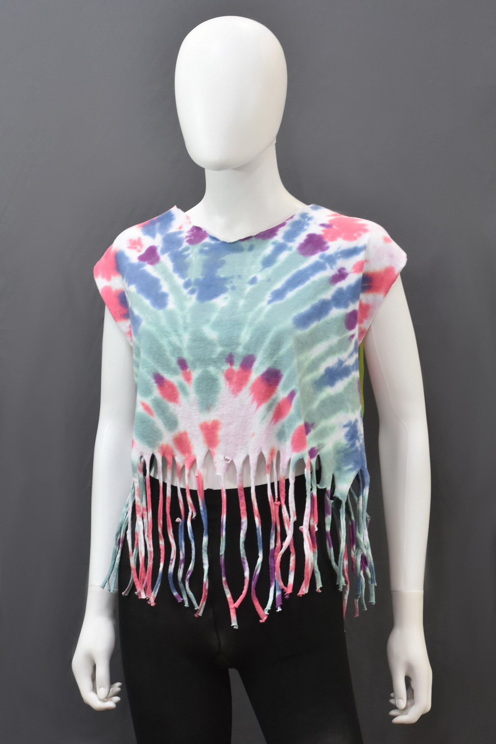 Tie Dye Fringe Off-Shoulder Crop Top Plus Size Open Back | Etsy