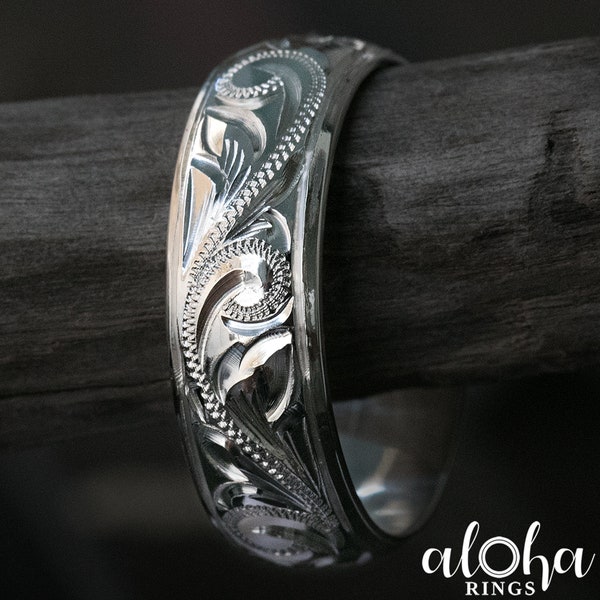 925 Stering Silber Old English Design Hawaii schmuck ring [ 6mm, 8mm ] Barrel Form mit polierten Kanten