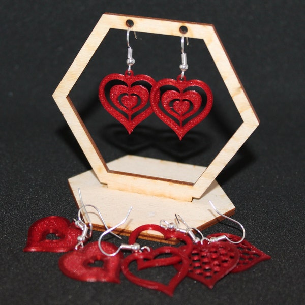 Valentines Day Heart Shaped Earrings | 3D Printed