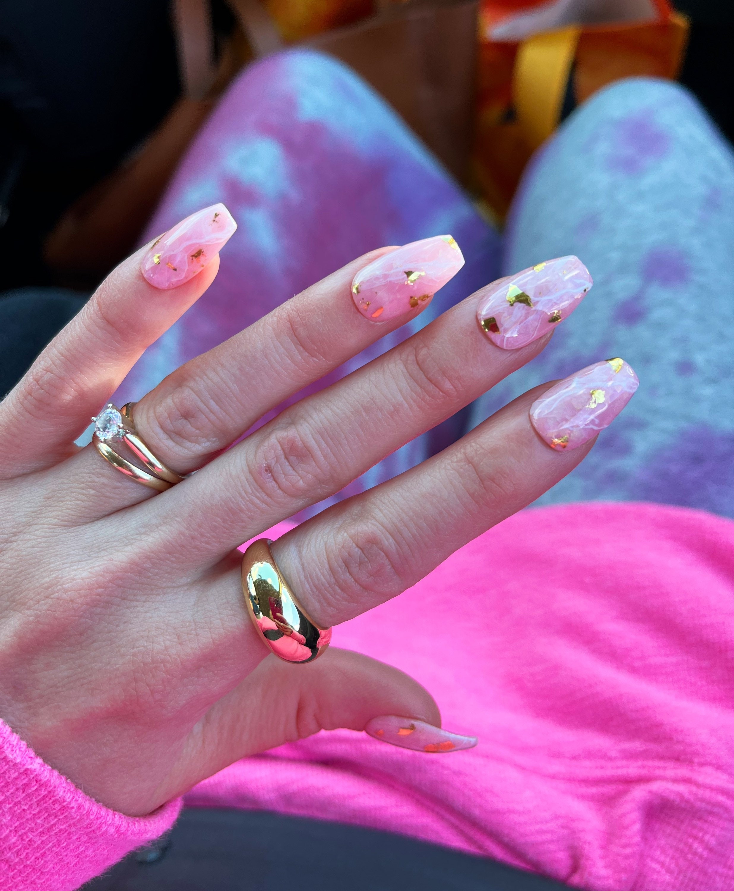 Rose Quartz Marble Opal Nails Fake Nail Reusable Press - Etsy Hong Kong