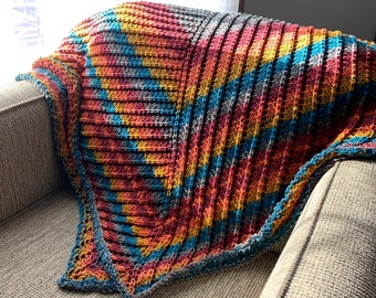 KNITTING PATTERN: Textured Square Knit Blanket with Repeating Pattern - The Brantley Square Blanket