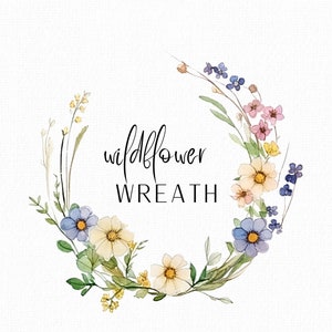 Wildflower Clipart Watercolor Clipart Floral Wreath Png Wildflower Wreath Watercolor Wreath Wildflower Frame Wedding Invite Wildflower Png