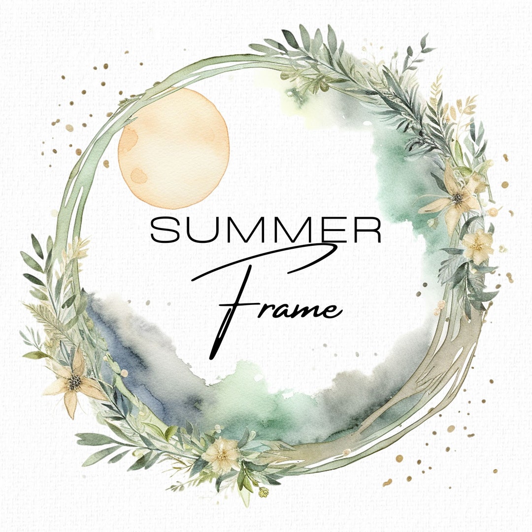 Summer Frame, Watercolour Sun and Flowers Frame Clipart, Text Border ...