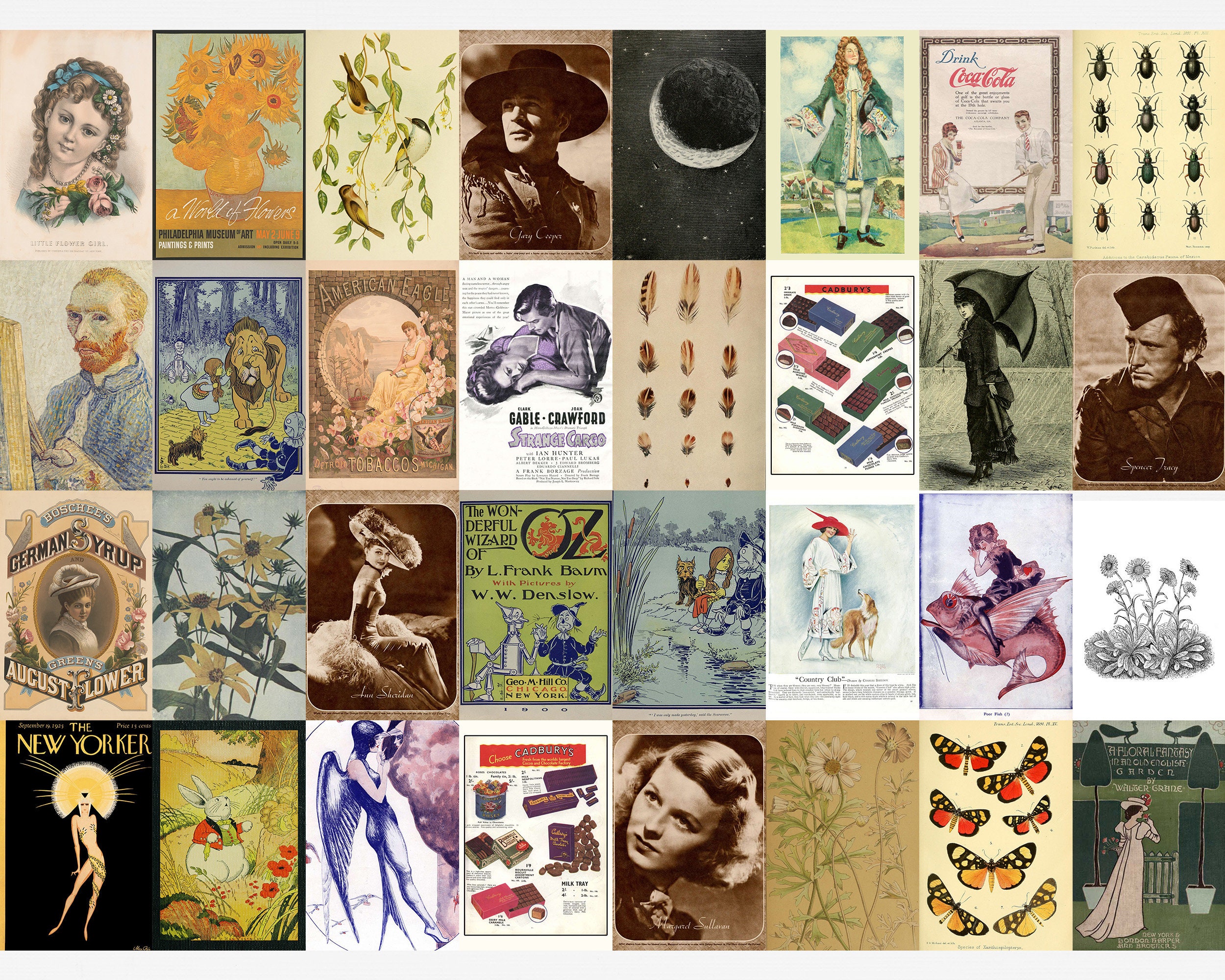 Vintage Wall Art Collage Prints Room Decor Aesthetic Etsy