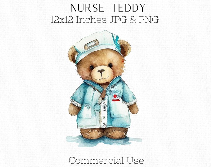 Teddy Bear Nurse Pattern Print Backpack
