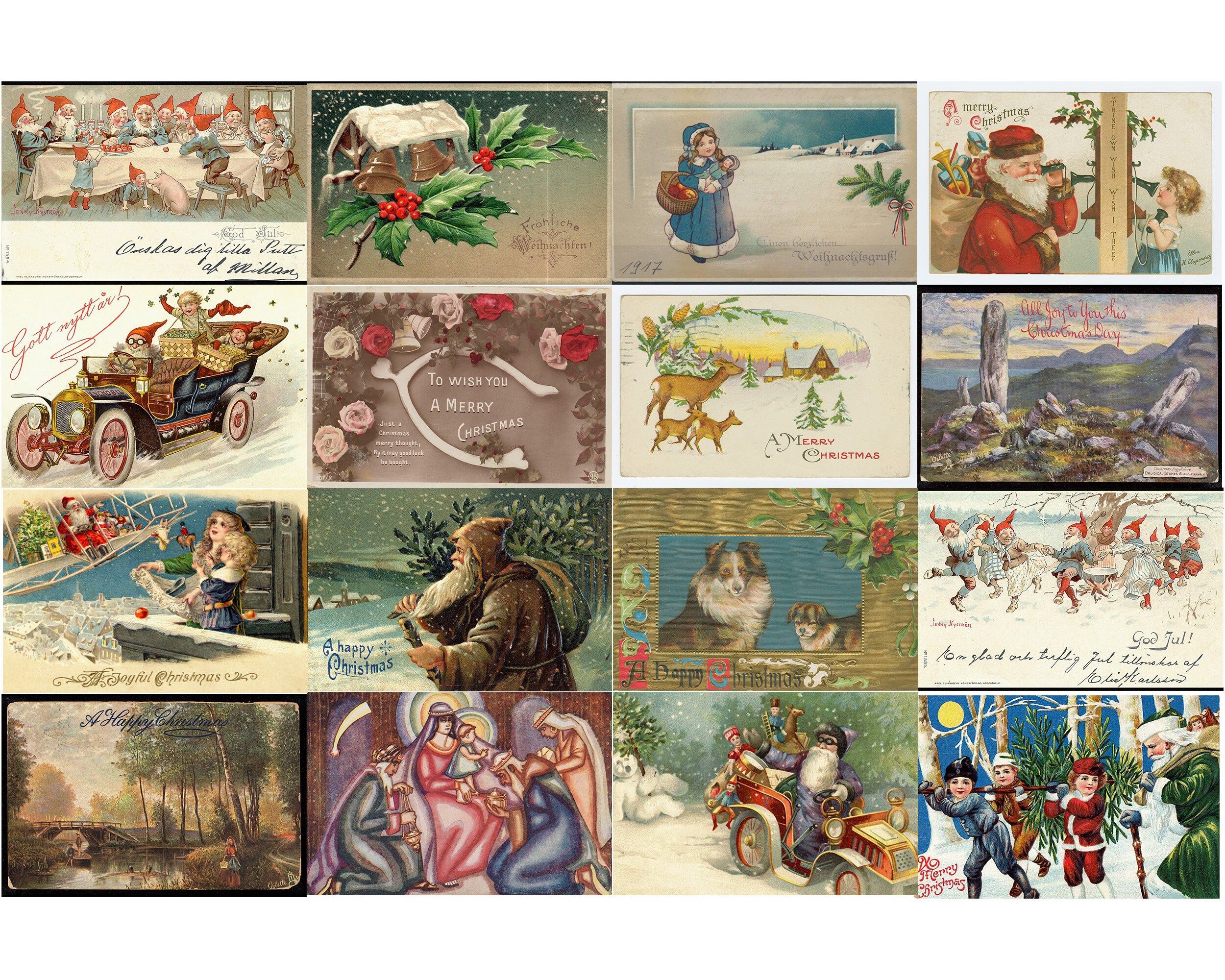 Vintage Christmas Cards Printable Images Santa Claus Father - Etsy