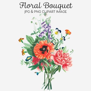 Dedaleira, clematite, amor-perfeito, peônia, papoula, lírio amarelo, buquê floral png, ramo de flores, clipart botânico dedaleira, impressões digitais