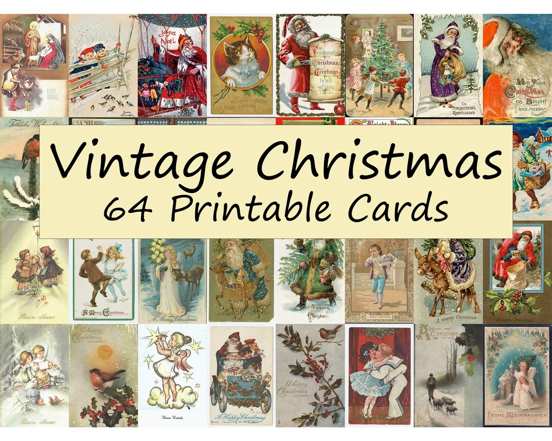 Vintage Christmas Cards Printable Images Santa Claus Father - Etsy