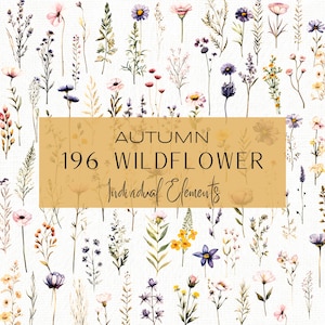 Buquê de flores de outono faça você mesmo flores em aquarela clipart de casamento clipart floral aquarela pacote de elementos florais flores de outono flores silvestres casamento