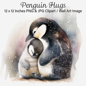 Pinguin und Baby Clipart, Muttertag Clipart, Pinguine png, Aquarell Pinguin, Clipart für Karten, Einladungen, Wandkunst, Decoupage, Druck