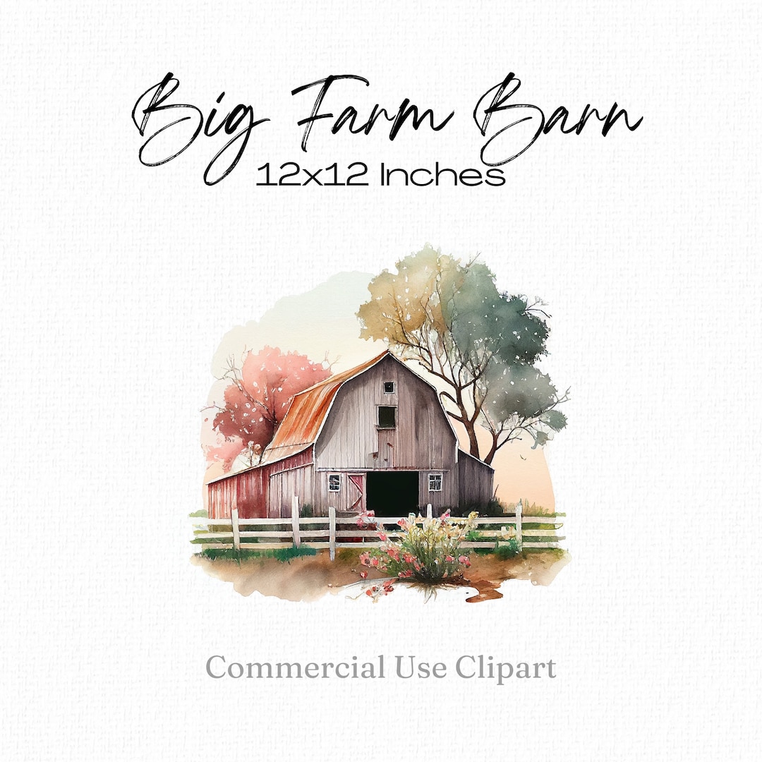 Big Farm Barn Clipart Image Agricultural Print Farmer Gift - Etsy