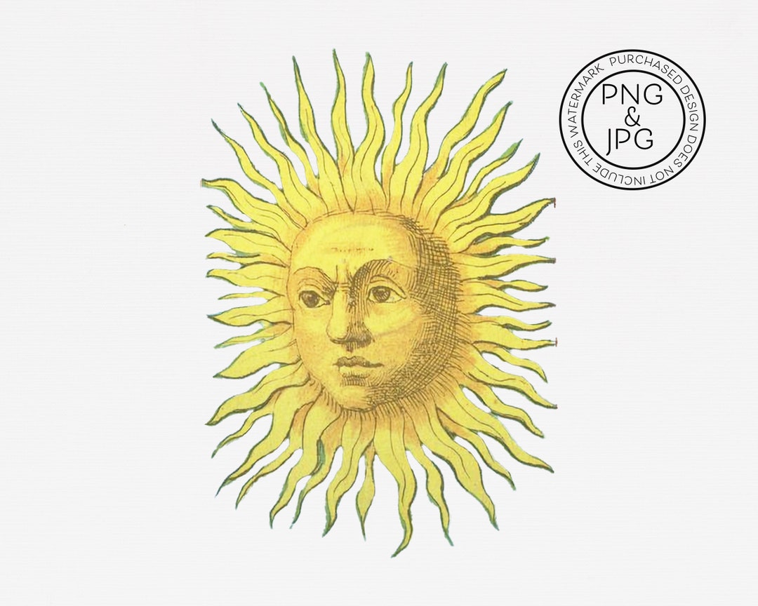 Vintage Sun Face Boho Clip Art Antique Sun Image Bohemian Etsy