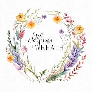 Wildflower Clipart Watercolor Clipart Floral Wreath Png Wildflower Wreath Watercolor Wreath Wildflower Frame Wedding Invite Wildflower Png