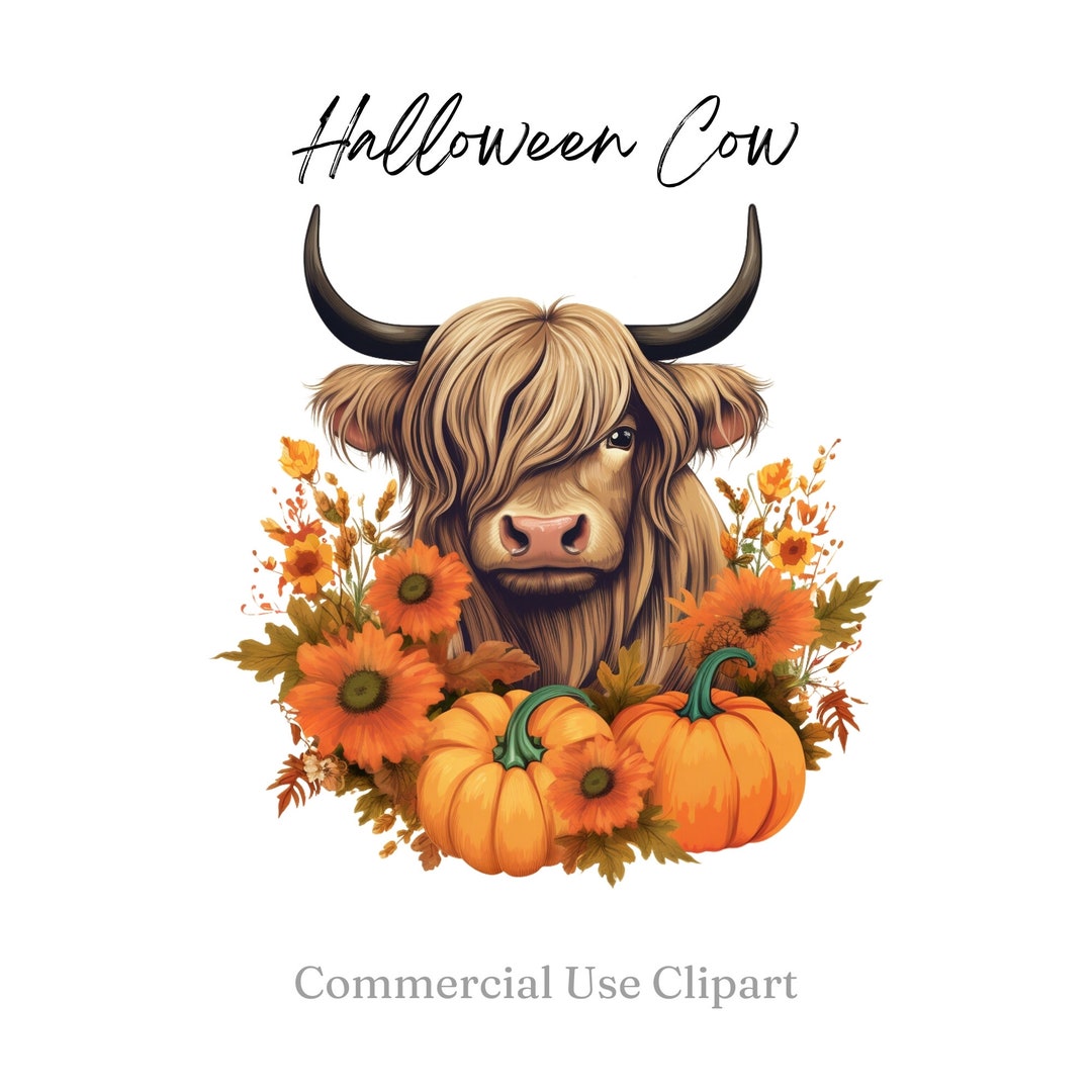 Highland Cow Sublimation Png Clipart Halloween Clipart Pumpkin, Fall ...
