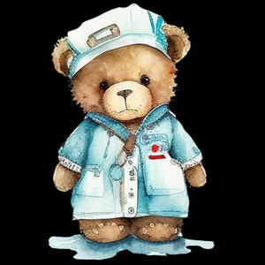 Nurse Teddy Bear Pattern Print Backpack