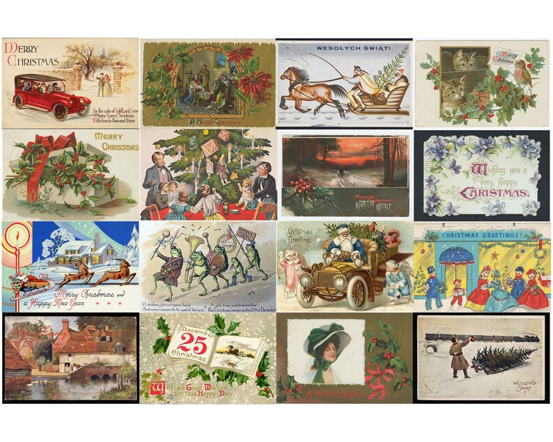 Vintage Christmas Cards Printable Images Santa Claus Father - Etsy