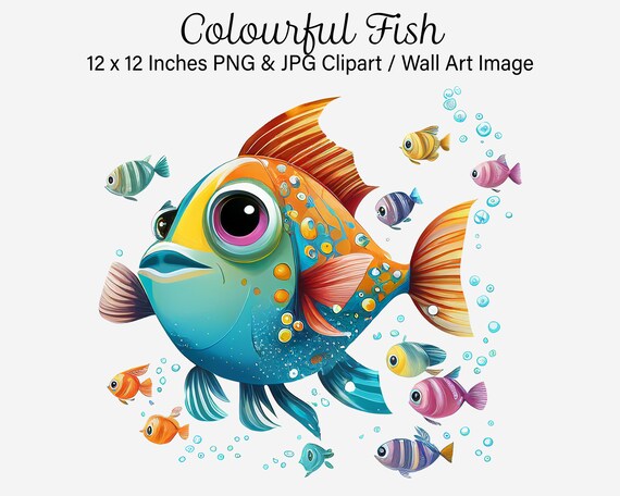 Colourful Fish Clipart, Fish Png, Vibrant Fish Print, Underwater  Sublimation File for Tshirts, Mugs, Scrapbooking, Sticker, Commercial Use -   Canada