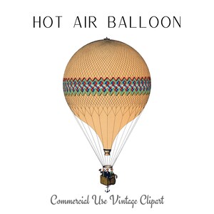 Heißluftballon Clipart, Vintage Clip Art für Schreibwaren, Websites, Blogs, Party Requisiten, Einladungen, Karten, Ephemera, Sublimation png Dateien