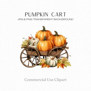 Pompoenoogst aquarel houten kar clipart, boerderij clipart, Thanksgiving clipart, herfst clipart, herfst clipart, commercieel gebruik