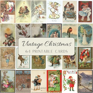 Vintage Weihnachtskarten Druckbare Bilder Weihnachtsmann Ephemera Drucke Scrapbooking DIY Weihnachtsdekoration Kommerzielle Nutzung